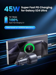 Автомобильное зарядное устройство UGREEN EC701 35023 63W 2-Port USB-C PD&USB-A w/o Cable Fast Car Charger без кабеля. Цвет: серый (35023_)