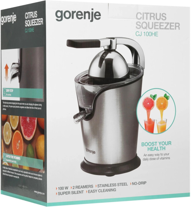 Соковыжималка цитрусовая Gorenje CJ100HE 100Вт нержавеющая сталь