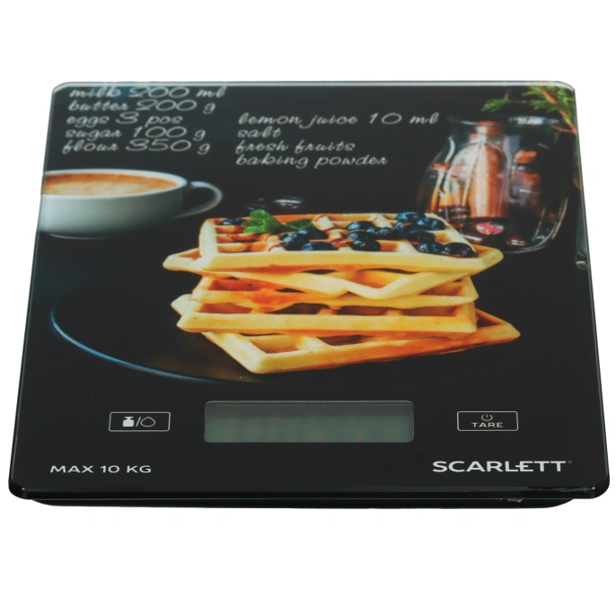 Весы кухонные электронные Scarlett SC-KS57P75  Вафли разноцветный макс.вес:10кг черный/рисунок