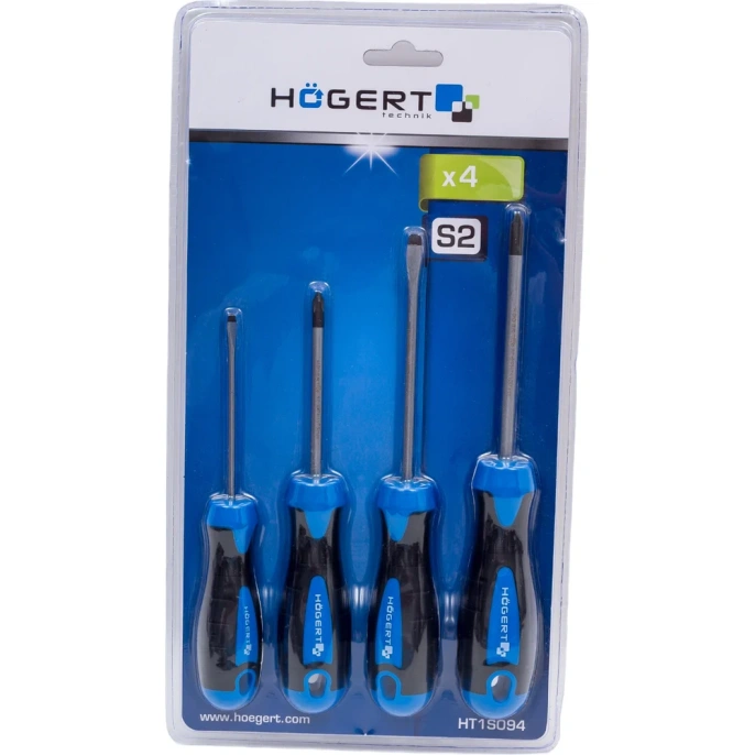 Набор отверток HOEGERT TECHNIK 4 шт, сталь S2 HT1S094