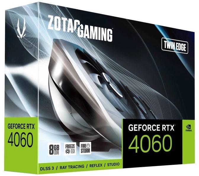 Видеокарта Zotac PCI-E 4.0 RTX 4060 TWIN EDGE NVIDIA GeForce RTX 4060 8Gb 128bit GDDR6 2460/17000 HDMIx1 DPx3 HDCP Ret ZT-D40600E-10M