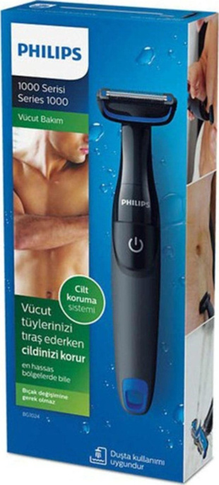 Триммер Philips Series 1000 BG1024/16 черный/голубой (насадок в компл:1шт)