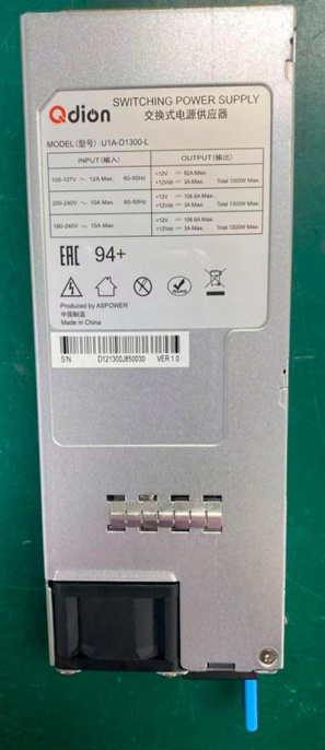 Блок питания серверный/ Server power supply Qdion Model U1A-D1300-L P/N:99MAD11300I1170114 CRPS 1U Module 1300W Efficiency 80 Plus Platinum, Gold Finger option , Cable connector: C14