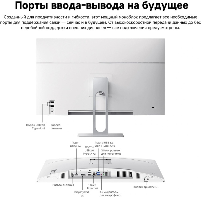 Моноблок Chuwi Unitech 24 23.8" Full HD i3 1220P 1.5 16Gb SSD512Gb UHDG Windows 11 Pro GbitEth WiFi BT 90W клавиатура мышь Cam белый/серебристый 1920x1080 (23728532)