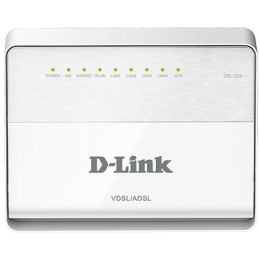 Роутер D-Link Беспроводной маршрутизатор N300 VDSL2, 2,4 ГГц, 4x100Base-TX LAN, 1xDSL, Annex A, 2 внешние несъемные антенны 5 дБи, поддержка Ethernet WAN DSL-224/R1A