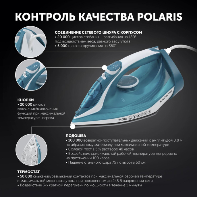 Утюг Polaris PIR 2487AK, 2400Вт, черный/фиолетовый