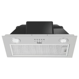 Вытяжка встраиваемая EVELUX, полновстраиваемая в шкаф, 60 см, отвод/циркуляция, механический контроль, 3 скорости работы, производительность 750 м3/ч, LED освещение, металл, белый, 525х291х197,5 мм Margit 60 W