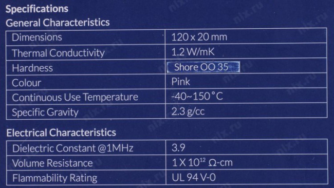 Thermal pad Basic 120x20 mm/ t:0.5 Pack of 4 ACTPD00023A