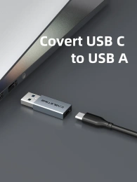 Адаптер CABLETIME CP77G (CT-C160-PU33-CFAM(OTG)-AS) USB3.0 A Male to USB-C Female OTG. Алюминий