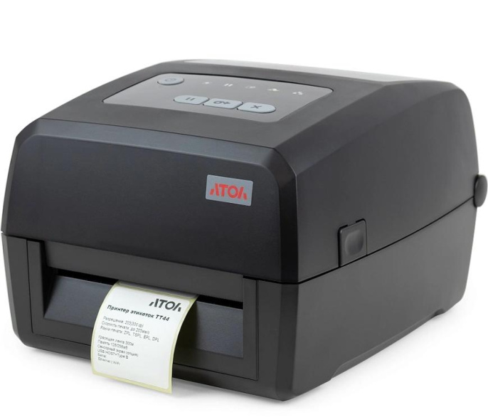 Термопринтер Атол TT44 60110 203dpi 203мм/с/USB/RS232/Eth для печ.накл. черный
