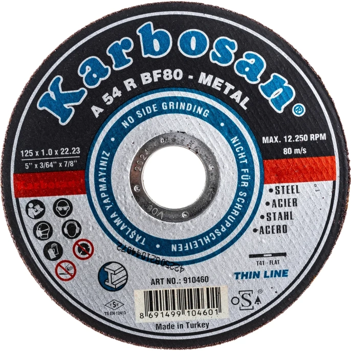Диск отрезной по металлу 125х1х22 мм Karbosan KAR-910460