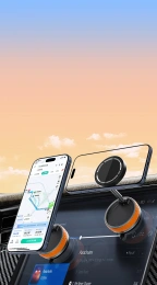 Держатель для телефона K10B, сильный магнит (MagSafe), вакуумная присоска с блокиратором, цвет оранжевый