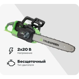 Цепная пила аккумуляторная TRUEGREEN 2х20 В, 0.375", без аккумулятора и ЗУ TG8J173