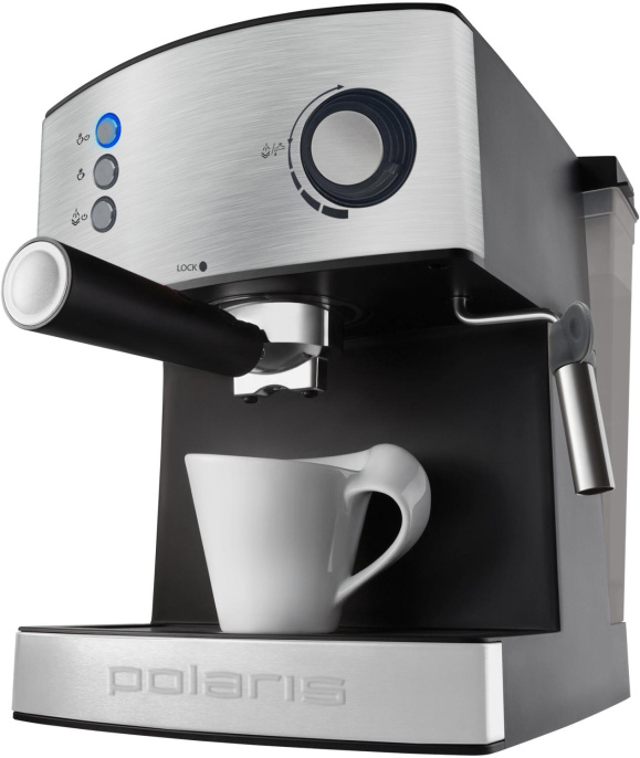 Кофеварка рожковая Polaris PCM 1537AE Adore Crema 850Вт нержавеющая сталь/черный