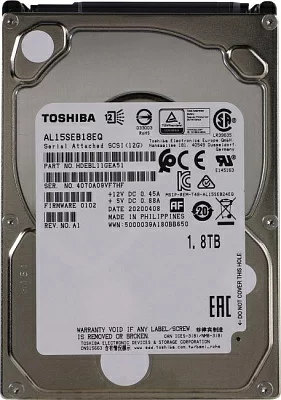 HDD Server TOSHIBA AL15SEB18EQ (2.5'', 1.8TB, 128MB, 10500 RPM, SAS 12 Gb/s)