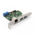 Контроллер сетевой ExeGate EXE-362 (PCI-E x1 v2.0, LAN UTP 1000Mbps + 2*USB3.0 ext. + 1*19pin int. (внутренние коннекторы для подключения 2*USB3.0 портов на корпусе), разъем доп.питания, Chipset VL805 + RTL8153B) EX290278RUS