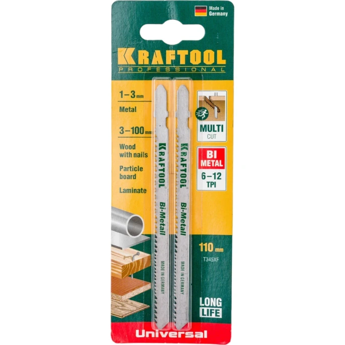 Полотно 2 шт. 110 мм; 1.8-2.5 мм по металлу для электролобзика KRAFTOOL 159505-U