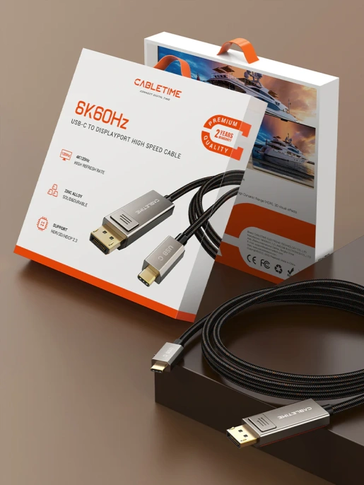 Кабель CABLETIME CC22L (CT-CMDP8K-ZG2) 2 м, USB C-DisPlayPort 8K/60 Гц