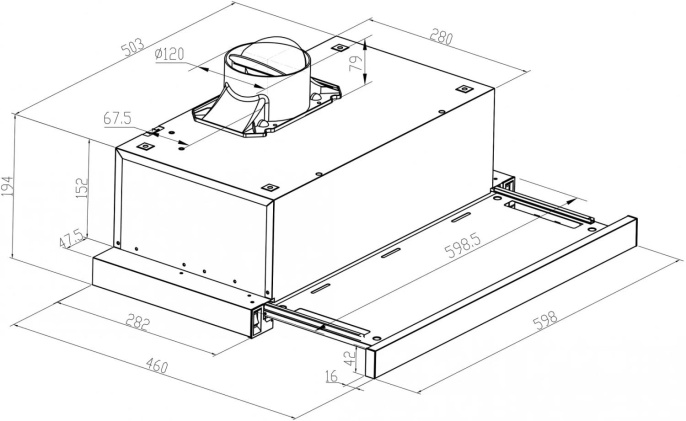 Вытяжка встраиваемая Meferi Power SLIDEBOX60WH белый управление: кнопочное 1 мотор