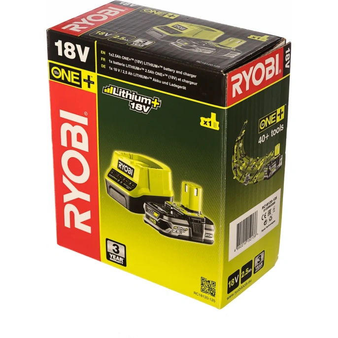 Набор Ryobi ONE+ RC18120-125 5133003359 аккумулятор 18 В; 2.5 А*ч; Li-Ion и зарядное устройство RC18120