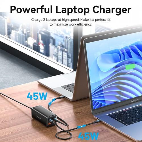 Сетевое зарядное устройство Vention на 4 порта GaN 100W USB C+C+A+A Чёрный, шт. FBSBG-EU