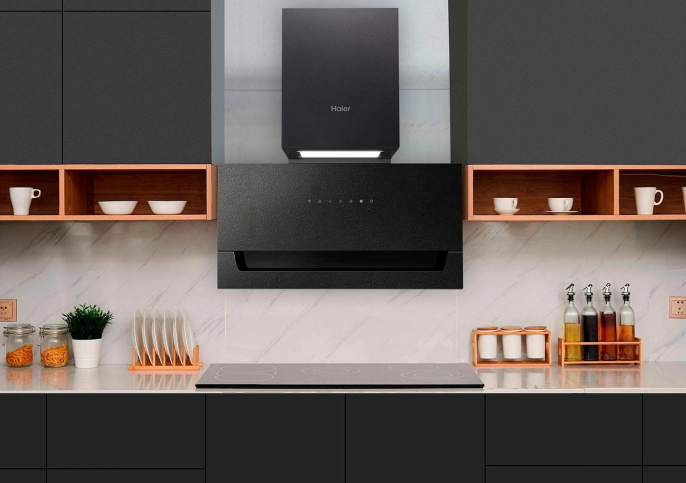 Вытяжка каминная HAIER HVX-W682CB,  сенсорное управление,  черный [td0044973ru]