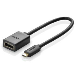Кабель-адаптер UGREEN 20134 Micro HDMI Male to HDMI Female Adapter Cable. Длина 22 см. Цвет: черный (20134_)