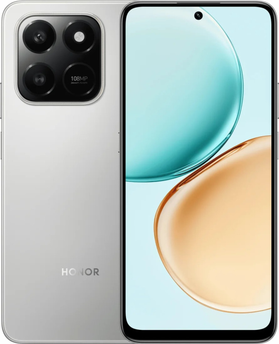 Смартфон Honor X7d 8GB/256GB Meteor Silver (LGN-LX1) (6.77" 1610x720 px 120 Hz, на базе Android 15, 8GB RAM, 256GB ROM, rear: 108MP+2MP, F1.75+F2.4, Front camera: 8 MP Selfie Camera, f/2.0, Bluetooth 5.0, GPS, ГЛОНАСС, Galileo, BeiDou, Dual nano-SIM, 6500