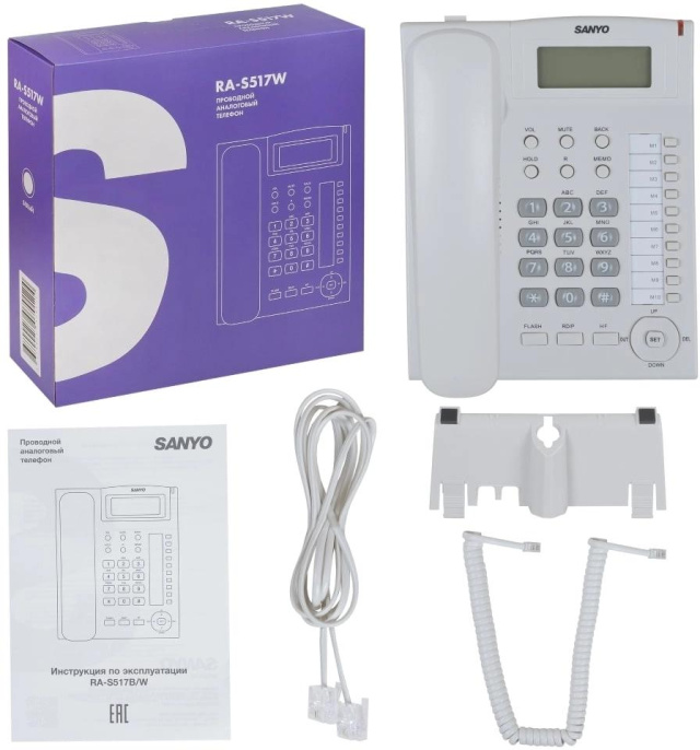 Проводной телефон Sanyo RA-S517W, белый