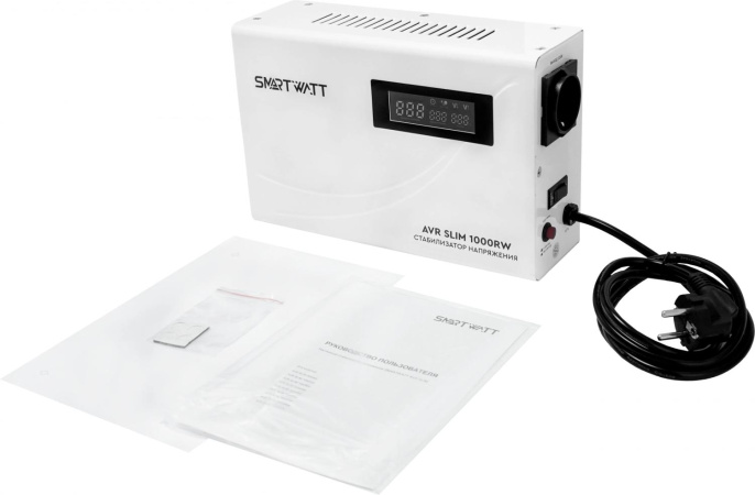 Стабилизатор напряжения Smartwatt AVR Slim 1000RW 1000ВА белый 4512020310001