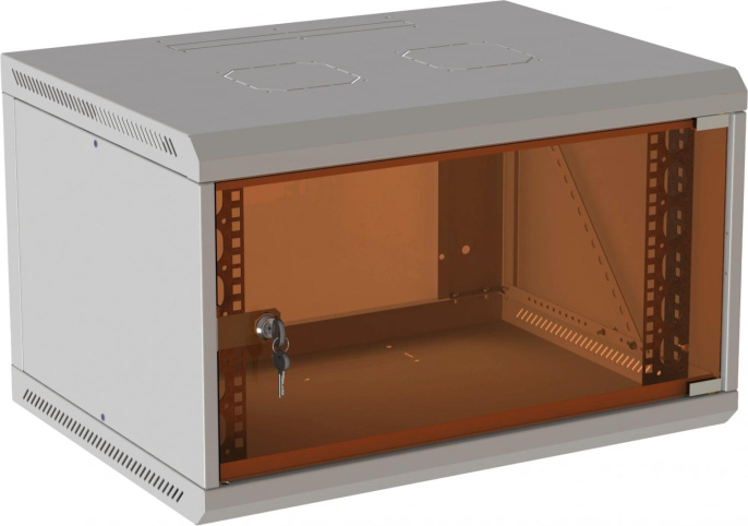 Шкаф коммутационный Suprlan 05-1506 настенный 15U 600x600мм пер.дв.стекл направл.под закл.гайки 70кг светло-серый 535мм 29.7кг 750мм металл