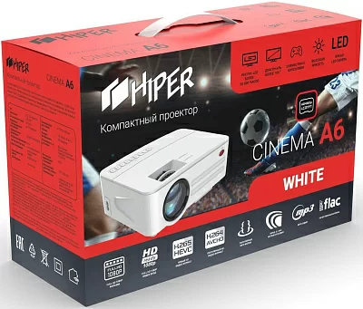 Проектор Hiper Cinema A6 LCD 2500Lm (800x480) 1800:1 ресурс лампы:50000часов 2xUSB typeA 1xHDMI 1кг