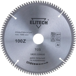 Диск пильный по алюминию 216х30х1.6 мм; 100Z ELITECH 195628