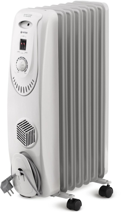 Масляный радиатор Vitek VT-1704, 1500Вт, белый