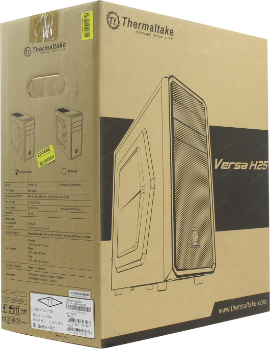 Корпус Thermaltake Versa H25 CA-1C2-00M1NN-00 ATX, Без БП, Black