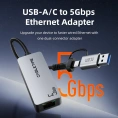 Адаптер CABLETIME CB58G CT-ACML5-AG USB A+C 3.0 — RJ45 5 Гбит/с - Space Grey