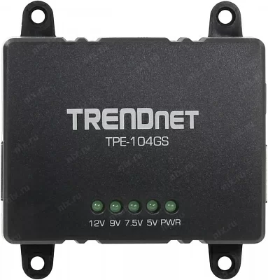 Разветвитель TRENDnet TPE-104GS Gigabit PoE Splitter (1UTP 1000 PoE-In1UTP 1000 Data-Out5V/7.5V/9V/12V out)