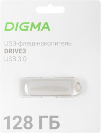 Флешка USB Digma DRIVE3 128ГБ, USB3.0, серебристый [dgfum128a30sr]
