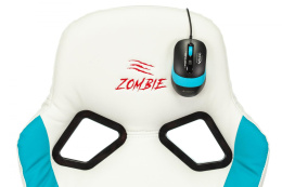 Кресло игровое ZOMBIE RUNNER, на колесиках, экокожа, белый/голубой [zombie runner white]