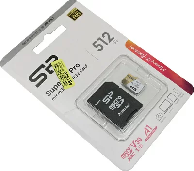Карта памяти Silicon Power SP512GBSTXDV3V20SP microSDXC Memory Card 512Gb UHS-I U3 V30 A1 + microSD-- SD Adapter