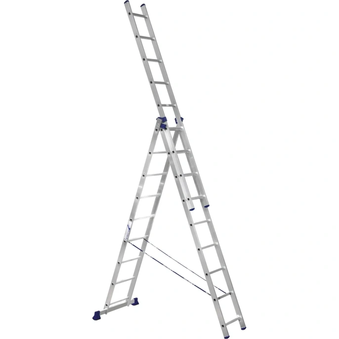 Лестница алюминиевая Алюмет 3х9 ступеней трехсекционная универсальная H3 5309