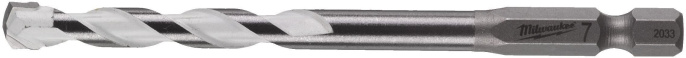 Сверло Milwaukee 7x100 мм HEX (4932471103) (для использования с ударными шуруповертами и всеми типами инструментов с трехкулачковым патроном, позволяет сверлить бетон, кирпич, черепицу, газобетонные блоки, тонкий металл, алюминий, керамическую плитку от м
