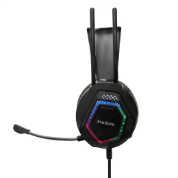 Гарнитура ExeGate Cosmos HS-704GL EX289747RUS Объемный звук 7.1, гибкий дежатель микрофона,  длина кабеля 2.5м, динамик 50мм, 20-20000Гц, RGB подсветка, USB интерфейс