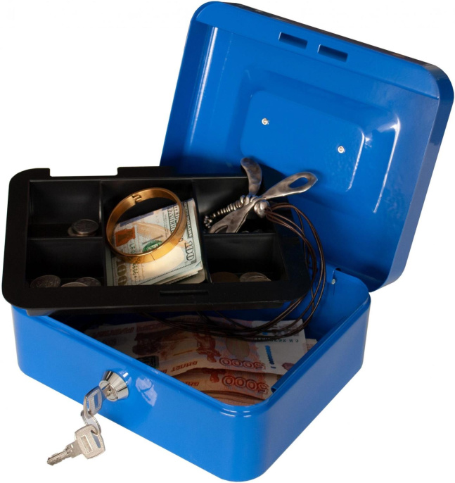 Ящик для денег Silwerhof 90x200x160 синий сталь 0.917кг