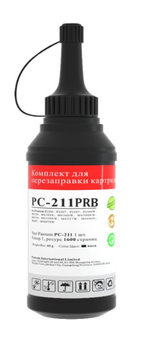 Тонер Pantum PC-211PRB, для Series P2200/2500/M6500/6550/6600, черный, 65грамм, флакон