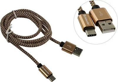 Defender 87812 Кабель USB2.0 AM-- USB-C M 1м Gold