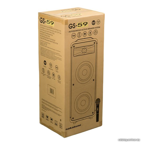 Акустическая портативная колонка Nakatomi GS-59 - 120W, Караоке с беспр. микр., BTFMUSBSDLEDДУ