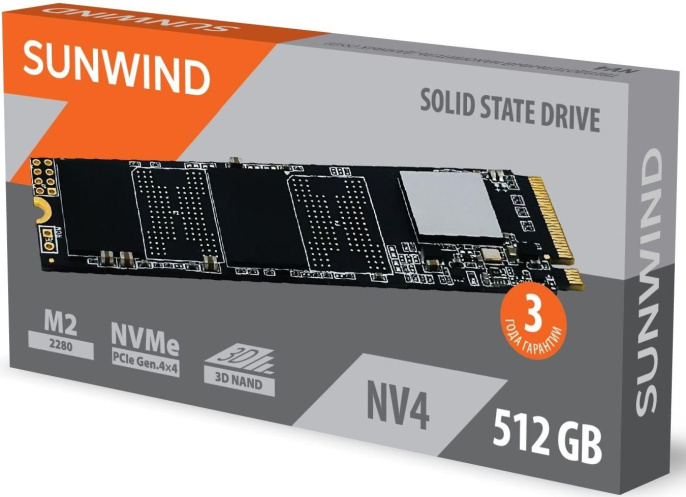 Накопитель SSD SunWind PCIe 4.0 x4 512GB SWSSD512GN4 NV4 M.2 2280