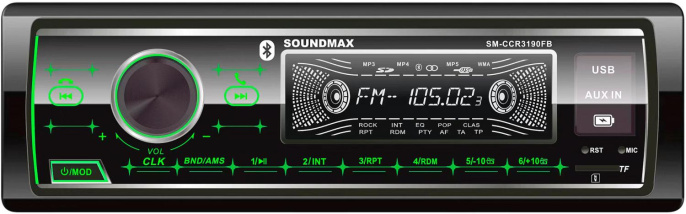 Автомагнитола Soundmax SM-CCR3190FB 1DIN 4x50Вт SM-CCR3190FB ЧЕРНЫЙ /G