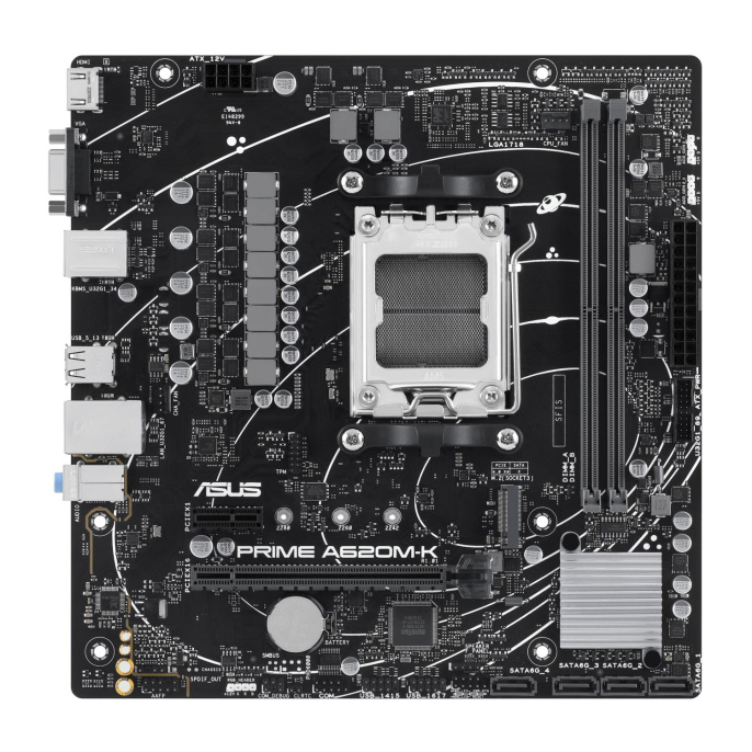 Материнская плата Asus PRIME A620M-K {SocketAM5, AMD A620, 2xDDR5, mATX AC`97 8ch 7.1 GbLAN RAID+VGA+HDMI} 90MB1F40-M0EAY0